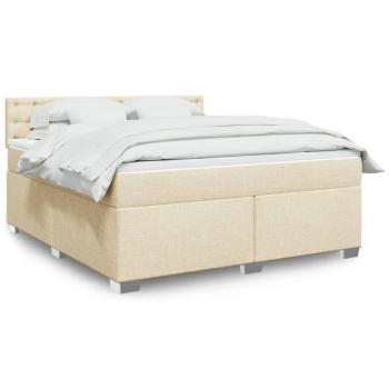 ARDEBO.de - Boxspringbett mit Matratze Creme 180x200 cm Stoff