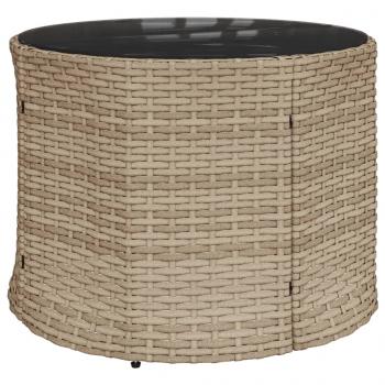 3-tlg. Garten-Sofagarnitur Halbrund Beige Poly-Rattan