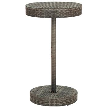 3-tlg. Gartenbar-Set mit Kissen Grau Poly Rattan