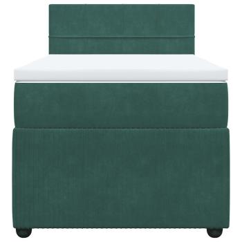 Boxspringbett mit Matratze Dunkelgrün 100x200 cm Samt