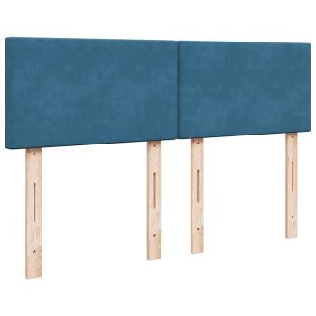 Boxspringbett mit Matratze Blau 140x200 cm Samt