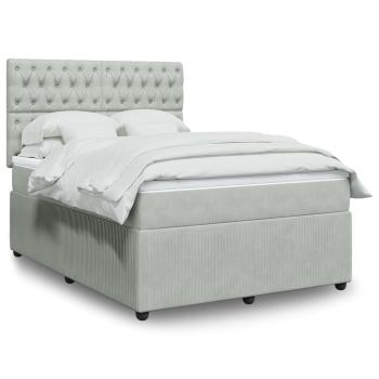 ARDEBO.de - Boxspringbett mit Matratze Hellgrau 160x200 cm Samt