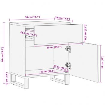 Nachttisch Weiß 50x34x60 cm Massivholz Mango