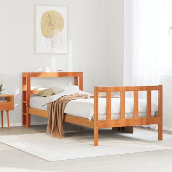 ARDEBO.de - Bettgestell mit Kopfteil ohne Matratze Wachsbraun 90x190 cm