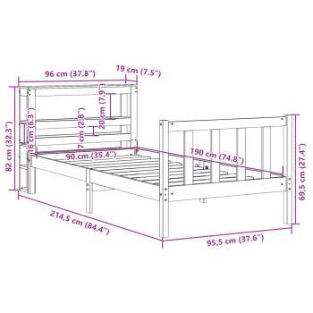 Bettgestell mit Kopfteil ohne Matratze Wachsbraun 90x190 cm