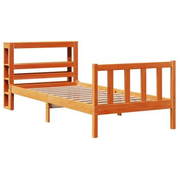 Bettgestell mit Kopfteil ohne Matratze Wachsbraun 90x190 cm