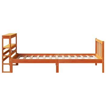 Bettgestell mit Kopfteil ohne Matratze Wachsbraun 90x190 cm