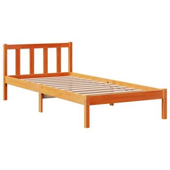 Bettgestell mit Kopfteil ohne Matratze Wachsbraun 90x190 cm
