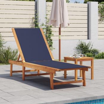ARDEBO.de - Sonnenliege mit Tisch Blau Massivholz Akazie und Textilene