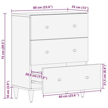 Beistellschrank 60x33x75 cm Massivholz Mango