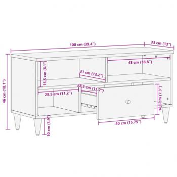 TV-Schrank 100x33x46 cm Massivholz Mango