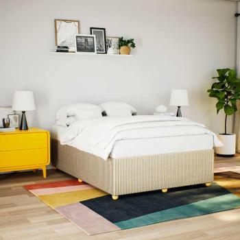 ARDEBO.de - Bettgestell ohne Matratze Creme 140x190 cm Stoff