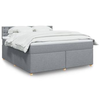 ARDEBO.de - Boxspringbett mit Matratze Hellgrau 180x200 cm Stoff