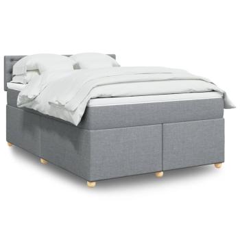 ARDEBO.de - Boxspringbett mit Matratze Hellgrau 140x200 cm Stoff