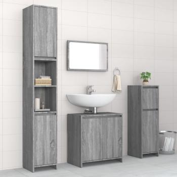 ARDEBO.de - 4-tlg. Badmöbel-Set Grau Sonoma Holzwerkstoff