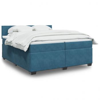 ARDEBO.de - Boxspringbett mit Matratze Dunkelblau 200x200 cm Samt