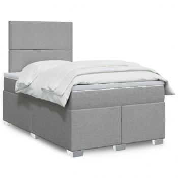 ARDEBO.de - Boxspringbett mit Matratze Hellgrau 120x200 cm Stoff