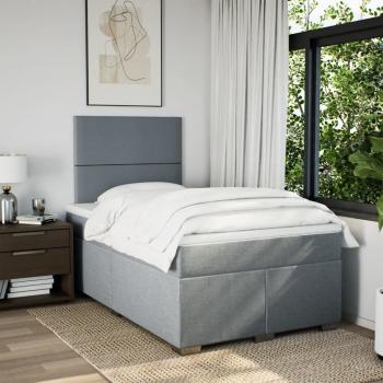 Boxspringbett mit Matratze Hellgrau 120x200 cm Stoff