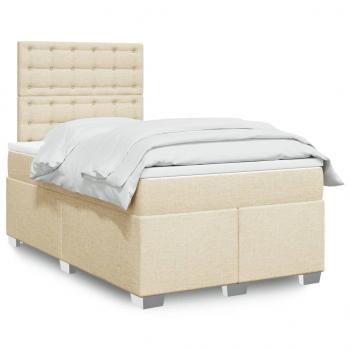 ARDEBO.de - Boxspringbett mit Matratze Creme 120x200 cm Stoff