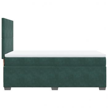 Boxspringbett mit Matratze Dunkelgrün 90x190 cm Samt
