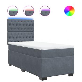 Boxspringbett mit Matratze Dunkelgrau 80x200 cm Samt