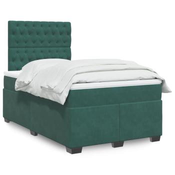 ARDEBO.de - Boxspringbett mit Matratze Dunkelgrün 120x190 cm Samt