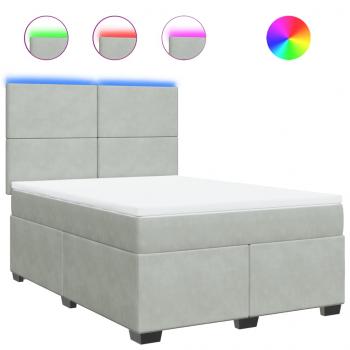Boxspringbett mit Matratze Hellgrau 140x190 cm Samt