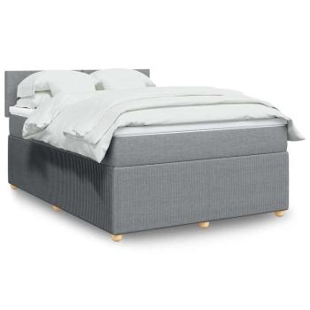 ARDEBO.de - Boxspringbett mit Matratze Hellgrau 140x190 cm Stoff