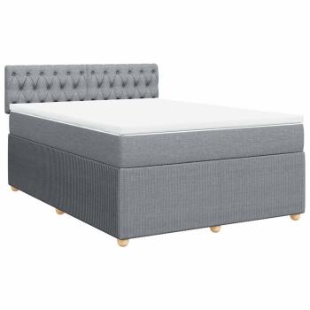 ARDEBO.de - Boxspringbett mit Matratze Hellgrau 140x200 cm Stoff