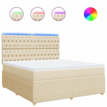ARDEBO.de - Boxspringbett mit Matratze Creme 180x200 cm Stoff