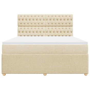 Boxspringbett mit Matratze Creme 180x200 cm Stoff