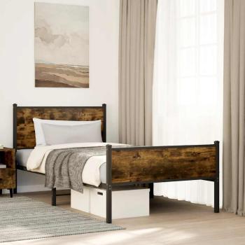 ARDEBO.de - Metallbett ohne Matratze Räuchereiche 107x203 cm