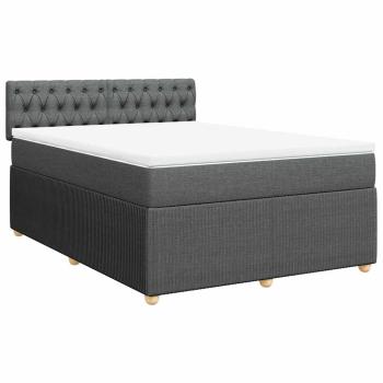 ARDEBO.de - Boxspringbett mit Matratze Dunkelgrau 160x200 cm Stoff