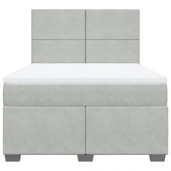 Boxspringbett mit Matratze Hellgrau 140x200 cm Samt