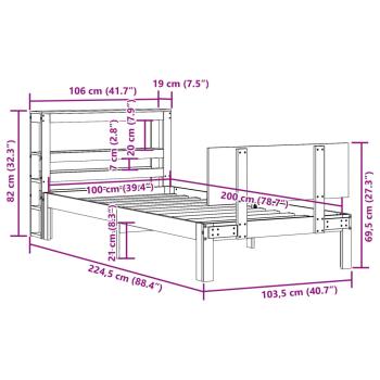 Bettgestell mit Kopfteil ohne Matratze 100x200 cm