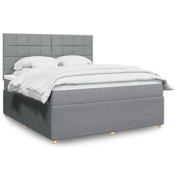 ARDEBO.de - Boxspringbett mit Matratze Hellgrau 180x200 cm Stoff