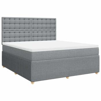 ARDEBO.de - Boxspringbett mit Matratze Hellgrau 180x200 cm Stoff