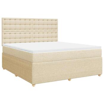 ARDEBO.de - Boxspringbett mit Matratze Creme 180x200 cm Stoff