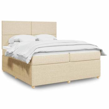 ARDEBO.de - Boxspringbett mit Matratze Creme 200x200 cm Stoff