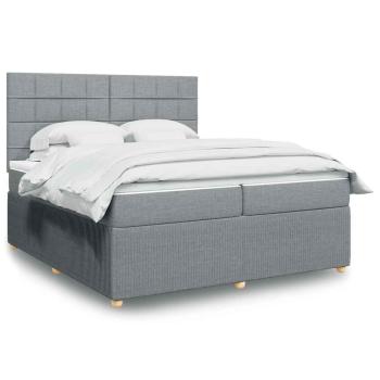 ARDEBO.de - Boxspringbett mit Matratze Hellgrau 200x200 cm Stoff