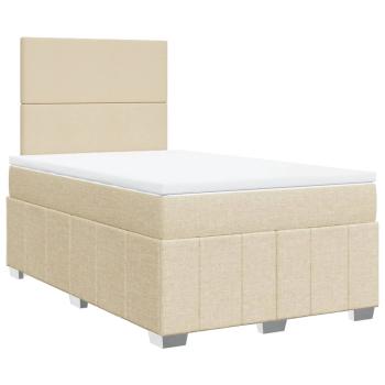 ARDEBO.de - Boxspringbett mit Matratze Creme 120x200 cm Stoff