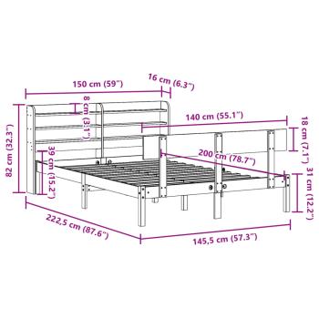 Massivholzbett ohne Matratze Weiß 140x200 cm Kiefernholz