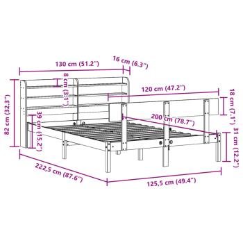 Massivholzbett ohne Matratze 120x200 cm Kiefernholz
