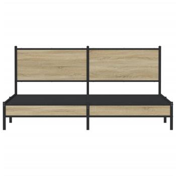 ARDEBO.de - Metallbett ohne Matratze Sonoma-Eiche 160x200 cm