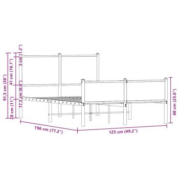 Metallbett ohne Matratze Sonoma-Eiche 120x190 cm