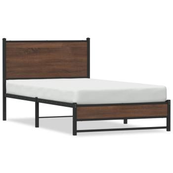 ARDEBO.de - Metallbett ohne Matratze Braun Eichen-Optik 100x190 cm