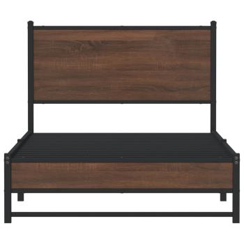 Metallbett ohne Matratze Braun Eichen-Optik 100x190 cm