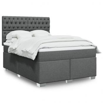 ARDEBO.de - Boxspringbett mit Matratze Dunkelgrau 160x200 cm Stoff