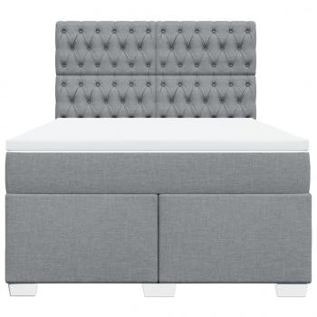 Boxspringbett mit Matratze Hellgrau 140x200 cm Stoff
