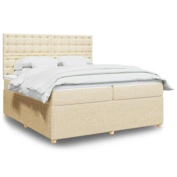 ARDEBO.de - Boxspringbett mit Matratze Creme 200x200 cm Stoff